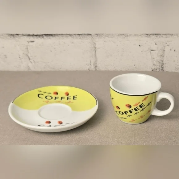 Vintage Café Coffee Cups & Saucers Set of 6 Multicolor Espresso Style - Picture 11 of 12